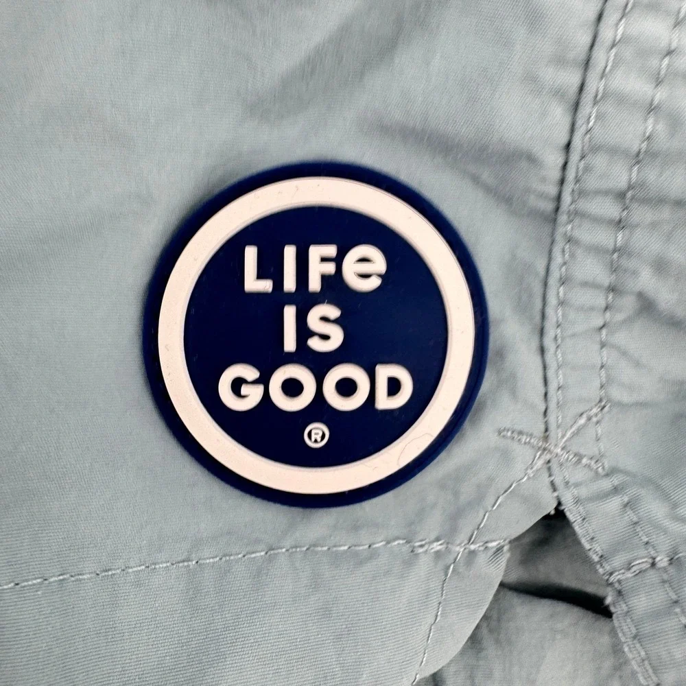 Life is Good Mens Swim Trunks Blue Gray Mesh Lined‎ Board Shorts Small
